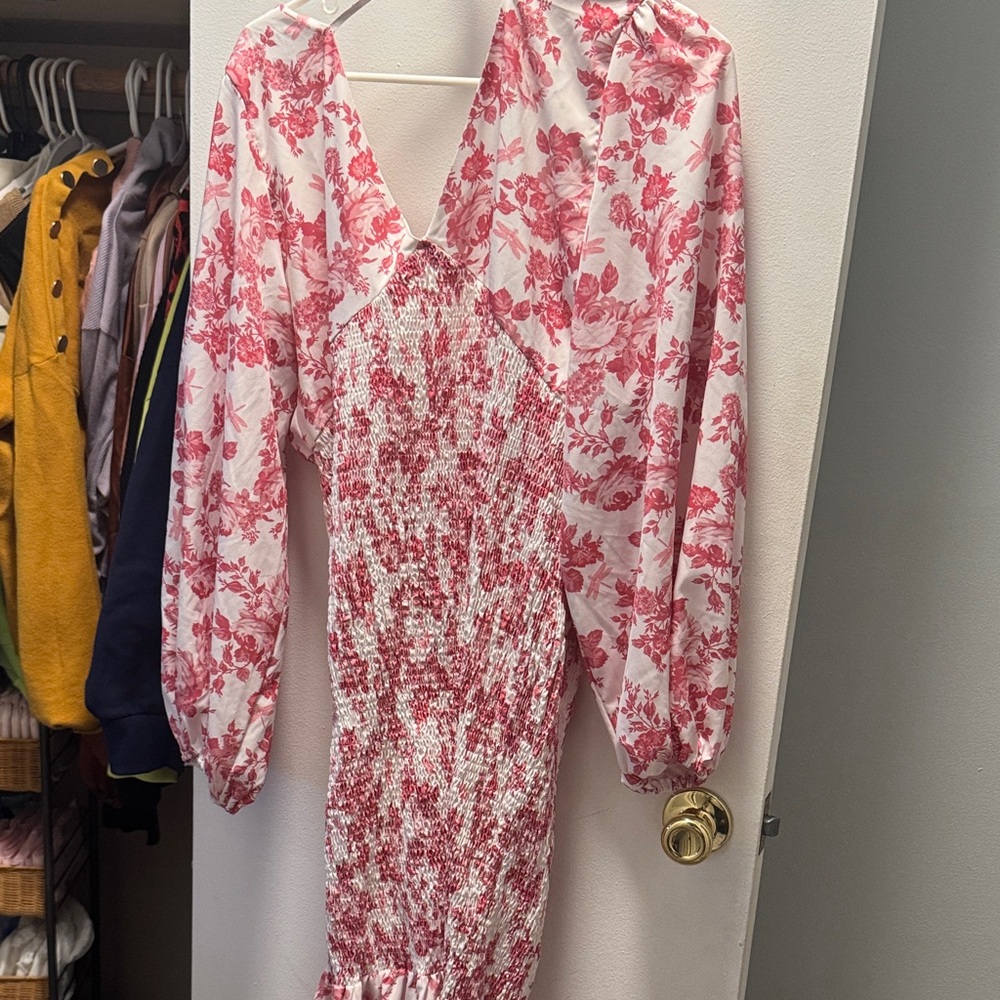 Floral Pink Long Sleeve Dress